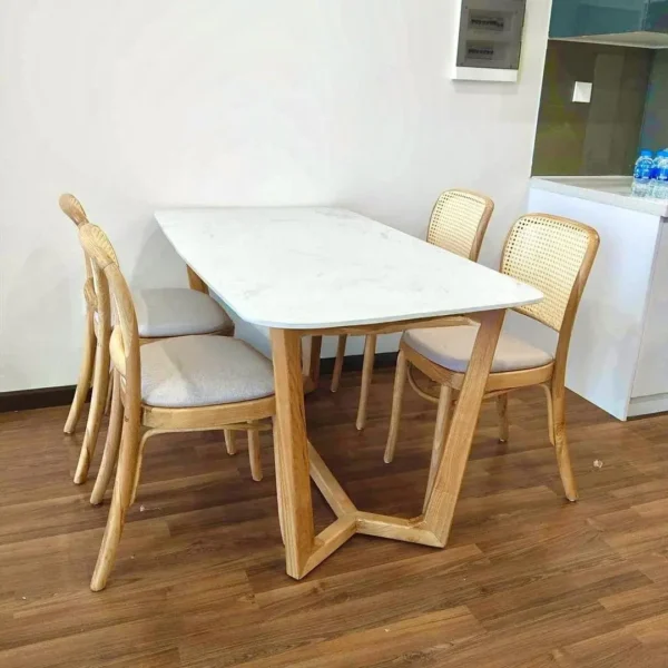 Bộ bàn ăn gỗ 4 ghế mặt đá cao cấp - SP9890