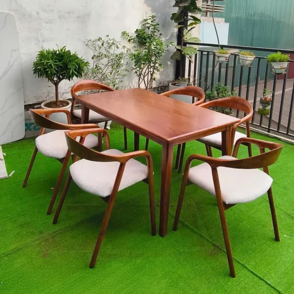 Bộ bàn ăn gỗ 6 ghế bọc da cao cấp - SP9869