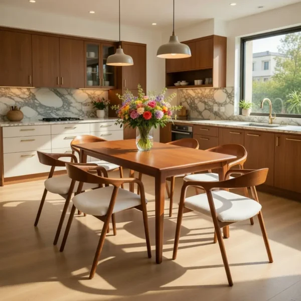 Trang chủ 338 Bộ bàn ăn gỗ 6 ghế bọc da cao cấp - SP9869