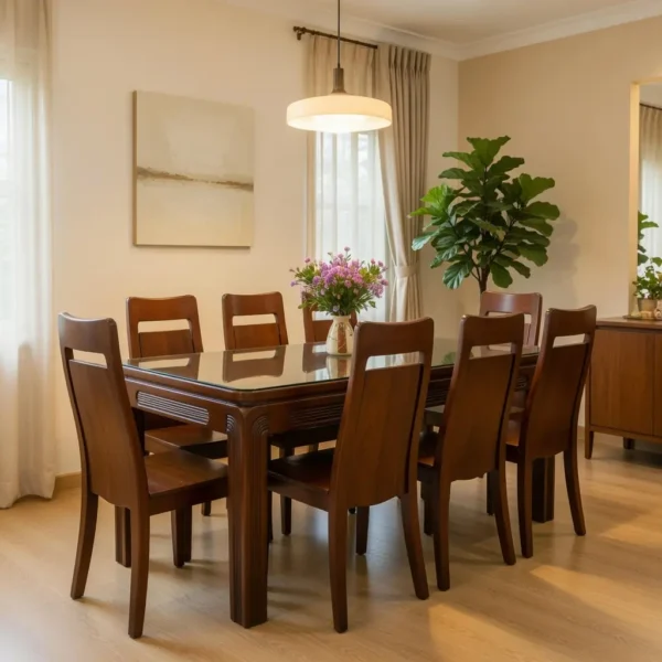 Bộ bàn ăn gỗ sồi tự nhiên thanh lịch - SP9990