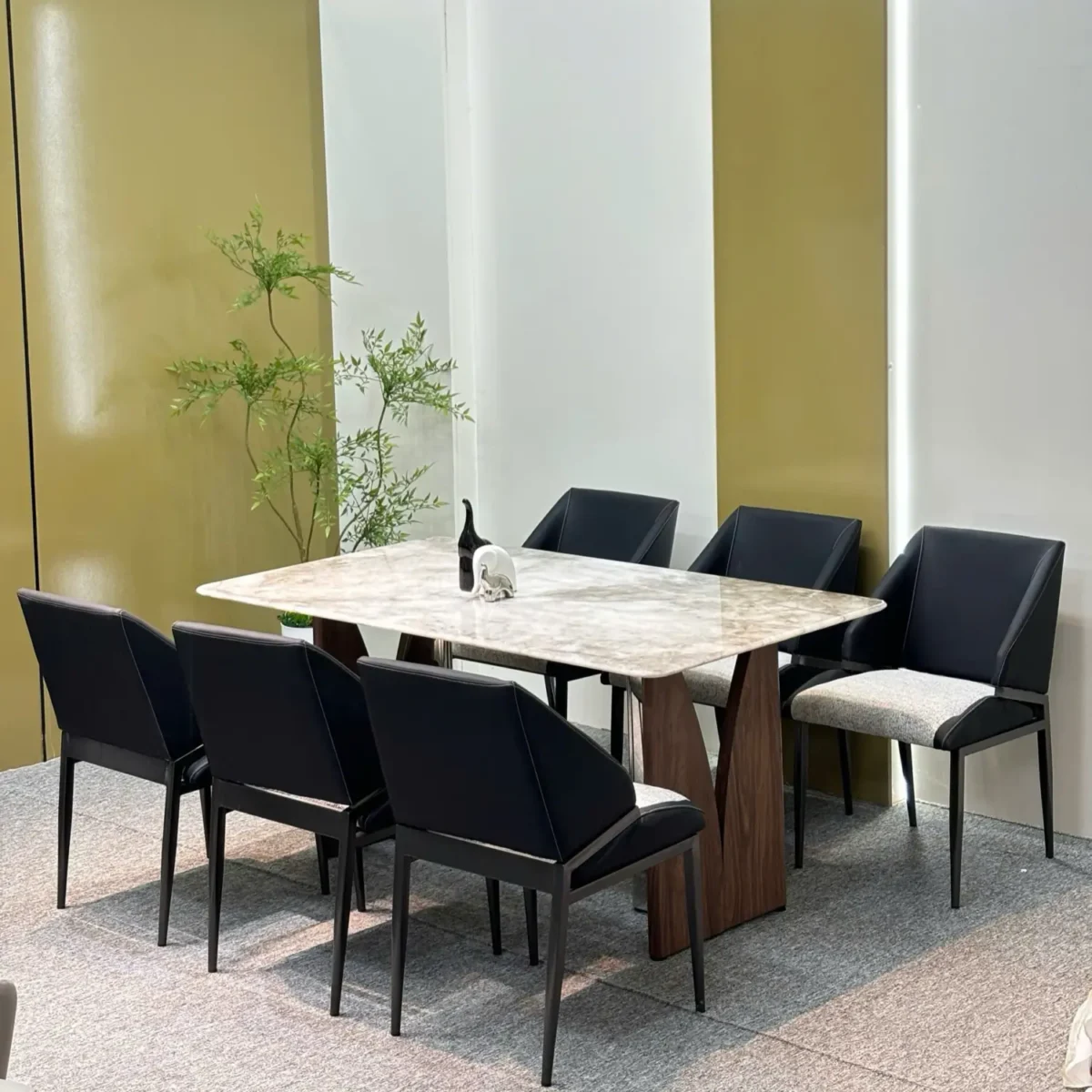 Bộ bàn ăn mặt đá cao cấp, ghế ăn bọc da nhập khẩu - SP9362 - Ảnh 2