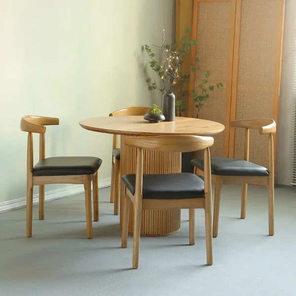 Bộ bàn ăn tròn 4 ghế gỗ tự nhiên hiện đại - SP10612