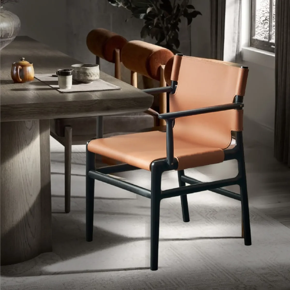 Ghế ăn gỗ sồi da yên ngựa hàng xuất khẩu cao cấp - SP9370 16 ghe an go soi da yen ngua hang xuat khau cao cap sp9370 2