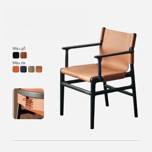 Ghế ăn gỗ sồi da yên ngựa hàng xuất khẩu cao cấp - SP9370 15 ghe an go soi da yen ngua hang xuat khau cao cap sp9370 3