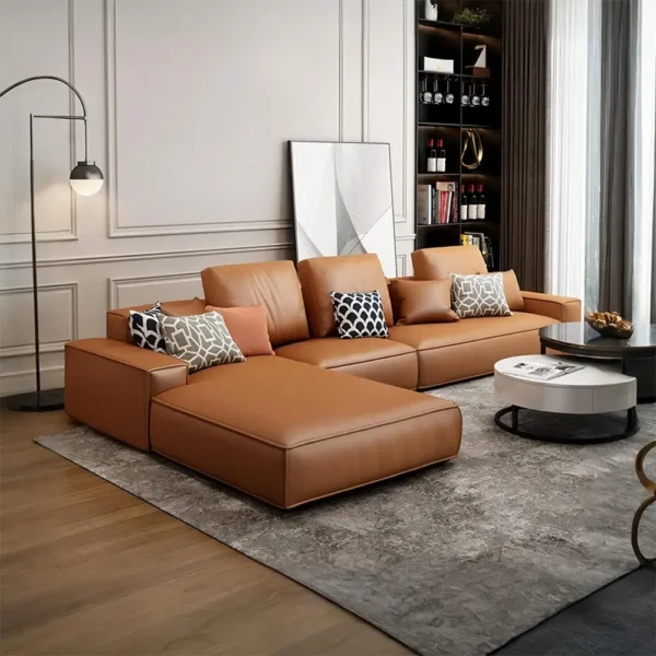 Ghế sofa bọc da chữ L hiện đại - SP9028