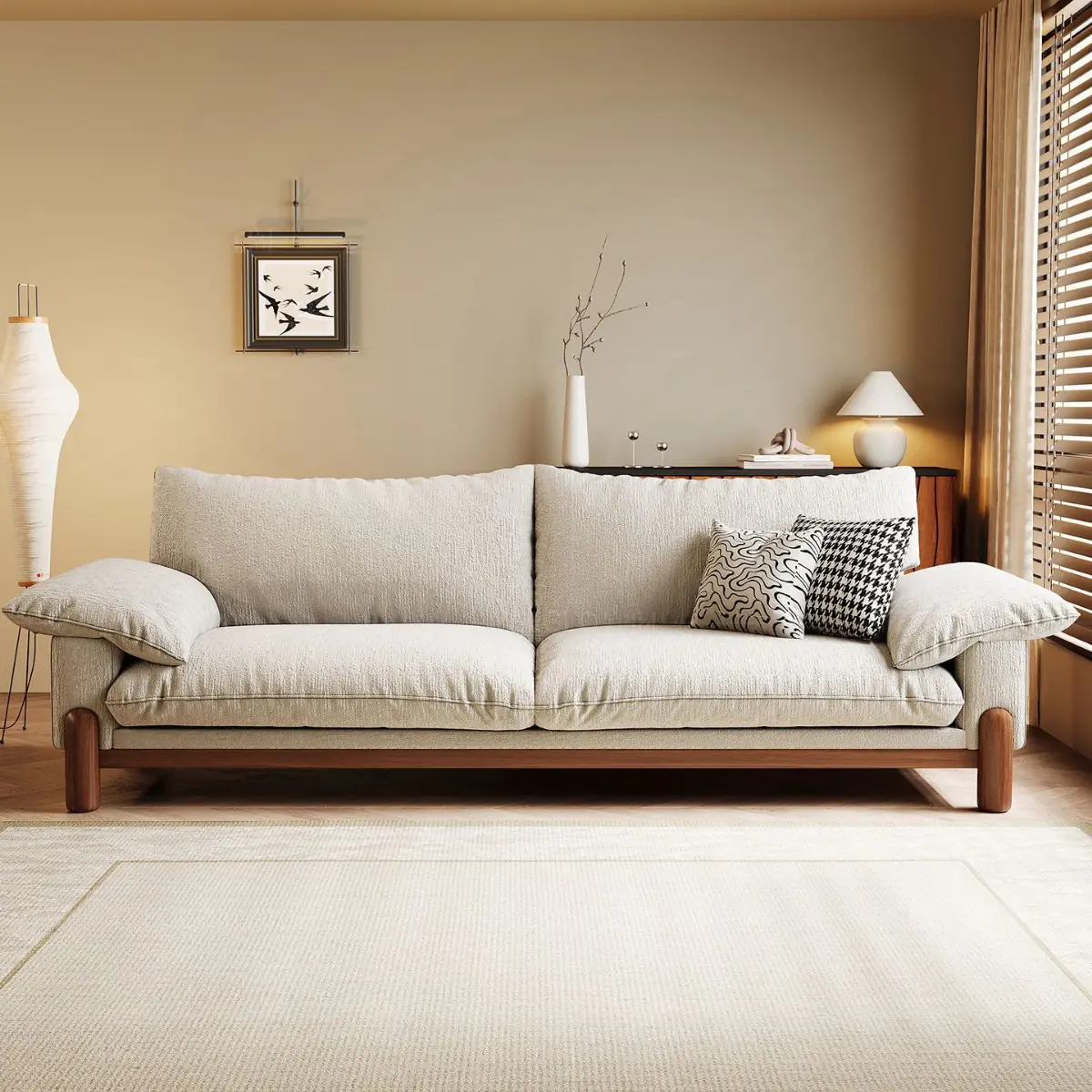 ghế sofa văng bọc vải khung gỗ hiện đại sp8553