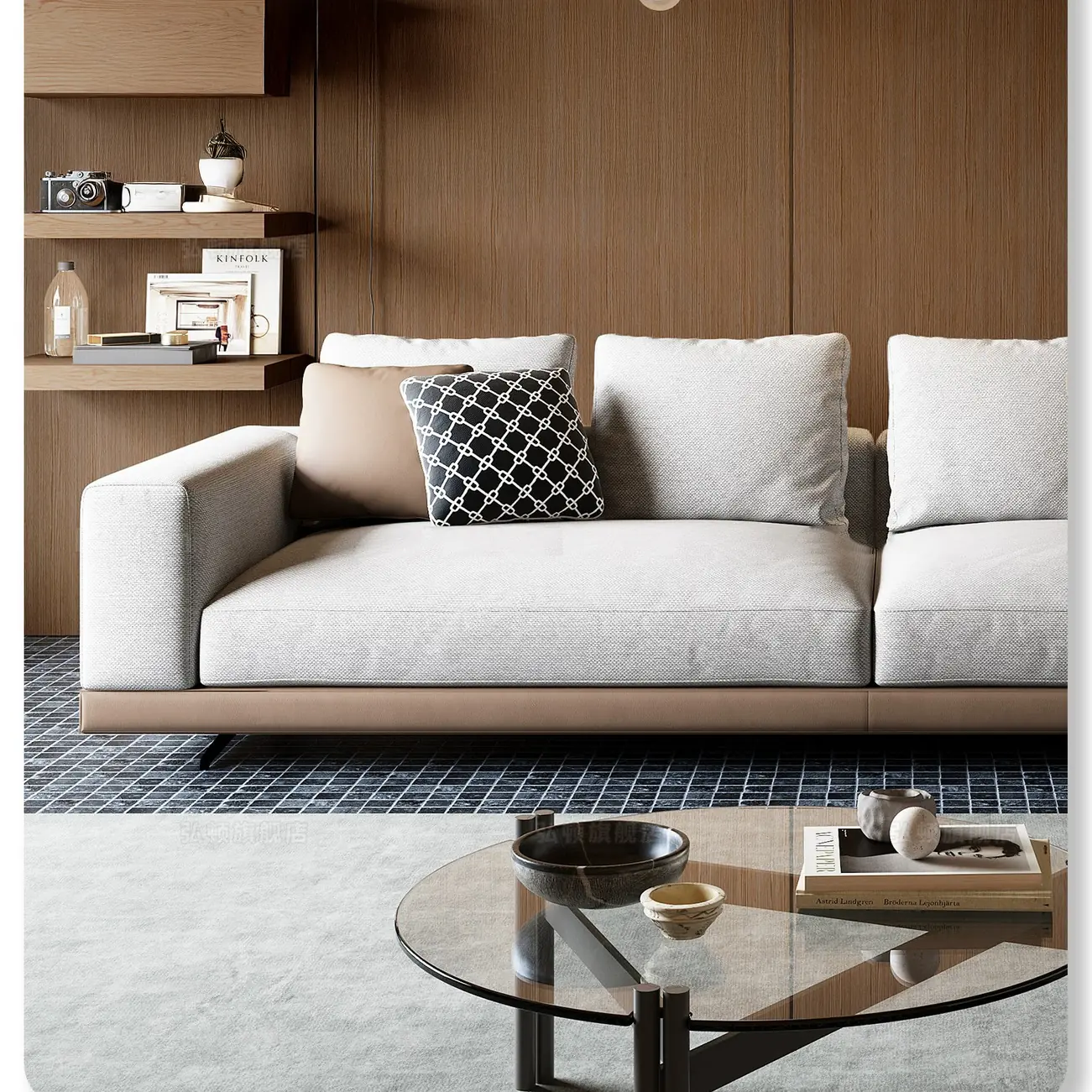 ghe sofa vang boc vai khung go hien dai sp8707 3