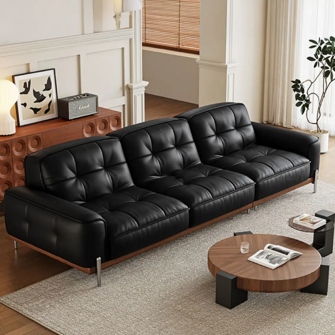 ghe sofa vang da phong cach co dien sp8757