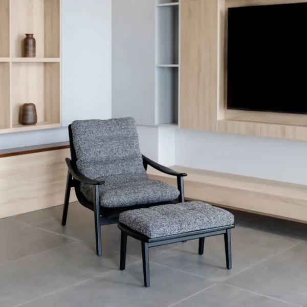 Ghế thư giãn gỗ sồi Mỹ da yên ngựa kết hợp nỉ wingsfurni fynn armchair - SP9440