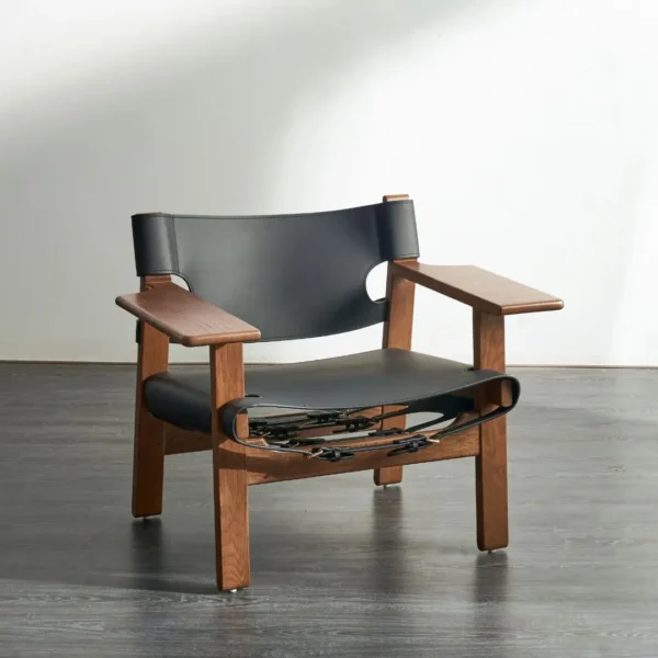Ghế thư giãn gỗ sồi Mỹ da yên ngựa wingsfurrni chalet chair - SP9479
