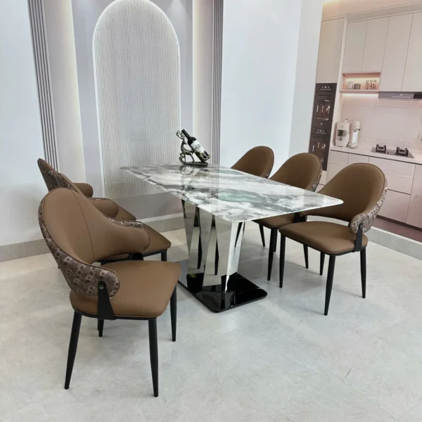 ban an mat da 6 ghe chan inox chu v cach dieu hien dai sp12108 2