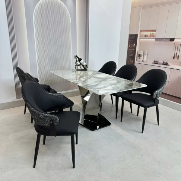 ban an mat da 6 ghe chan inox chu v cach dieu hien dai sp12108 3