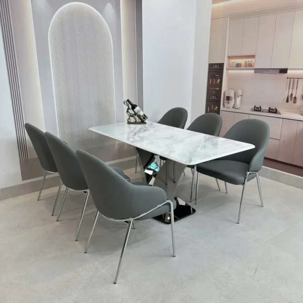 ban an mat da 6 ghe chan inox chu v cach dieu hien dai sp12108 4