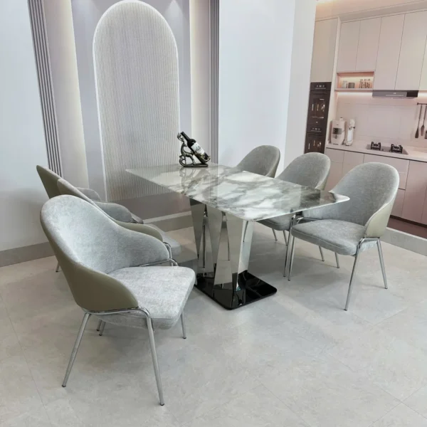 ban an mat da 6 ghe chan inox tam giac hien dai sp12028 4