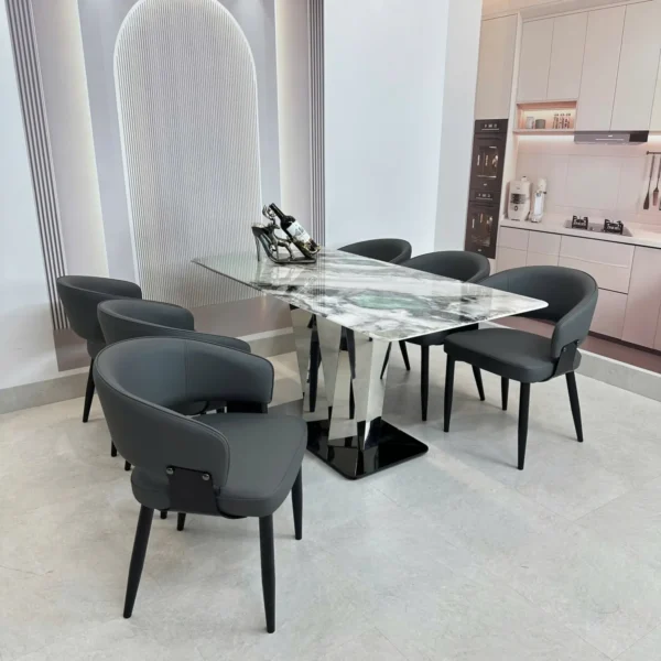 ban an mat da 6 ghe chan inox tam giac hien dai sp12028 7