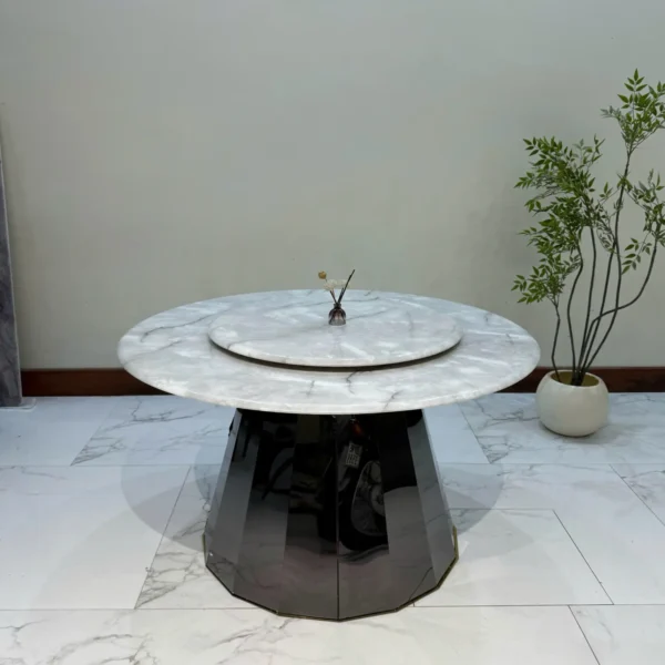 Bàn ăn mặt tròn đá xoay đá cẩm thạch cao cấp - SP11664
