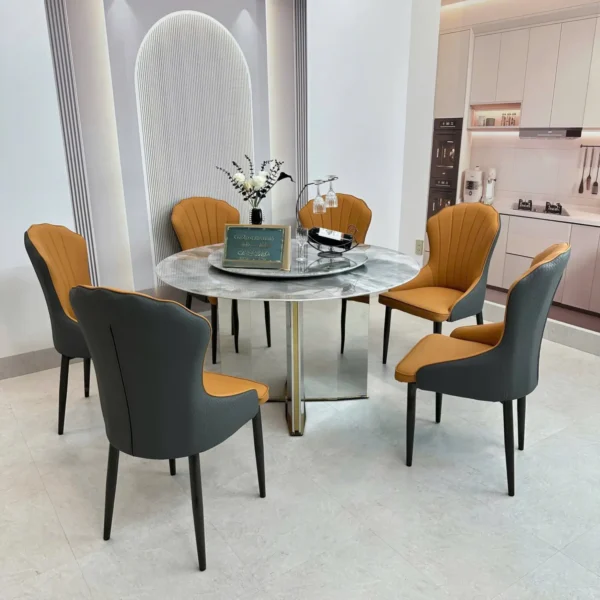 Bàn ăn tròn mặt đá tròn xoay 2 tầng cao cấp - SP12007