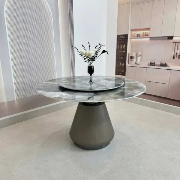 ban an tron mat da xoay 6 ghe chan tru non hien dai sp12095