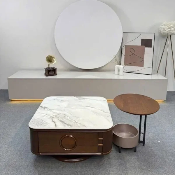 Bàn trà đôi vuông mặt đá cao cấp - SP11410