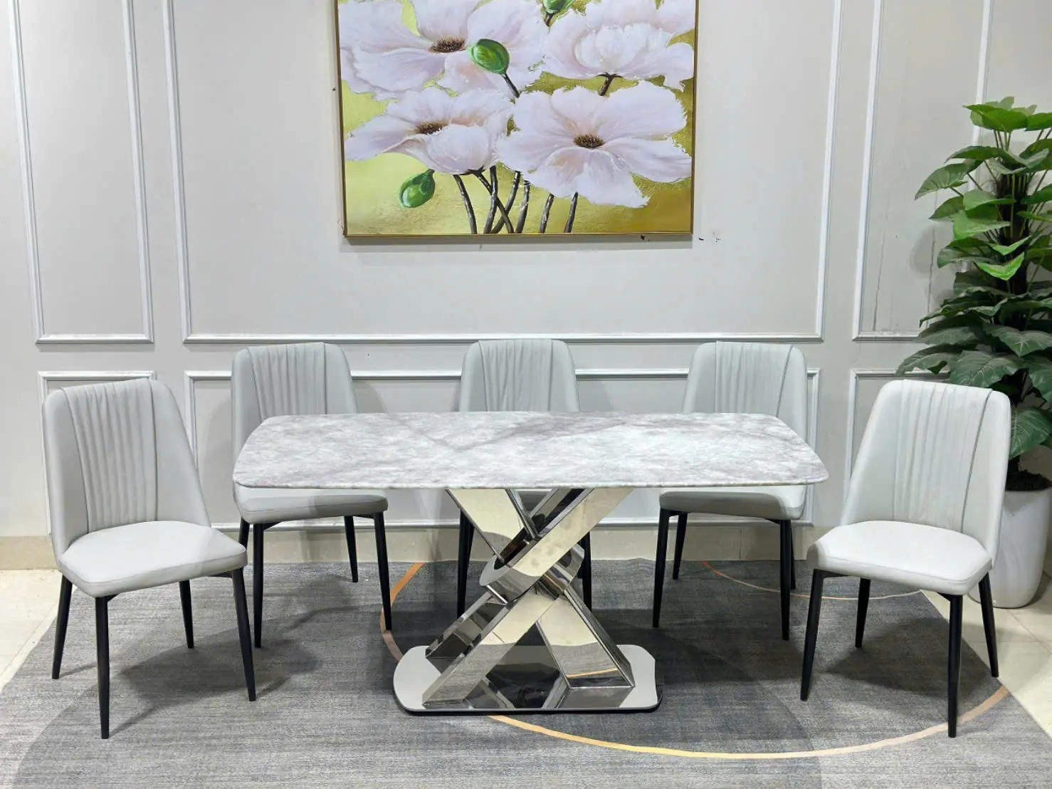 Bộ bàn ăn 6 ghế chân chữ X hiện đại - SP11073 6 bo ban an 6 ghe chan chu x hien dai sp11073 1