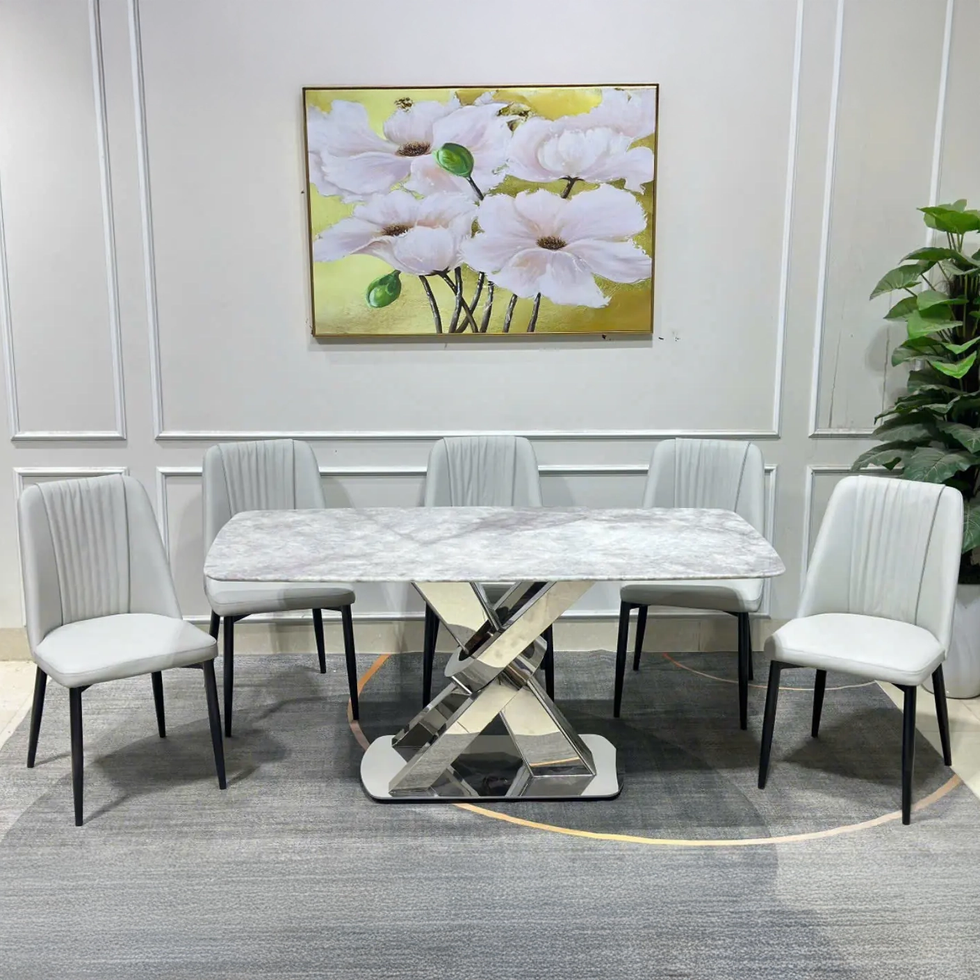 Bộ bàn ăn 6 ghế chân chữ X hiện đại - SP11073 2 Bộ bàn ăn 6 ghế chân chữ X hiện đại - SP11073 - Ảnh 2