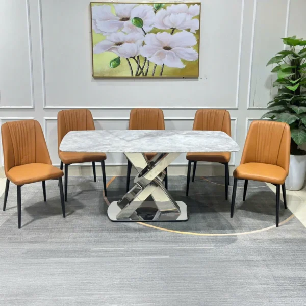 Bộ bàn ăn 6 ghế chân chữ X hiện đại - SP11073