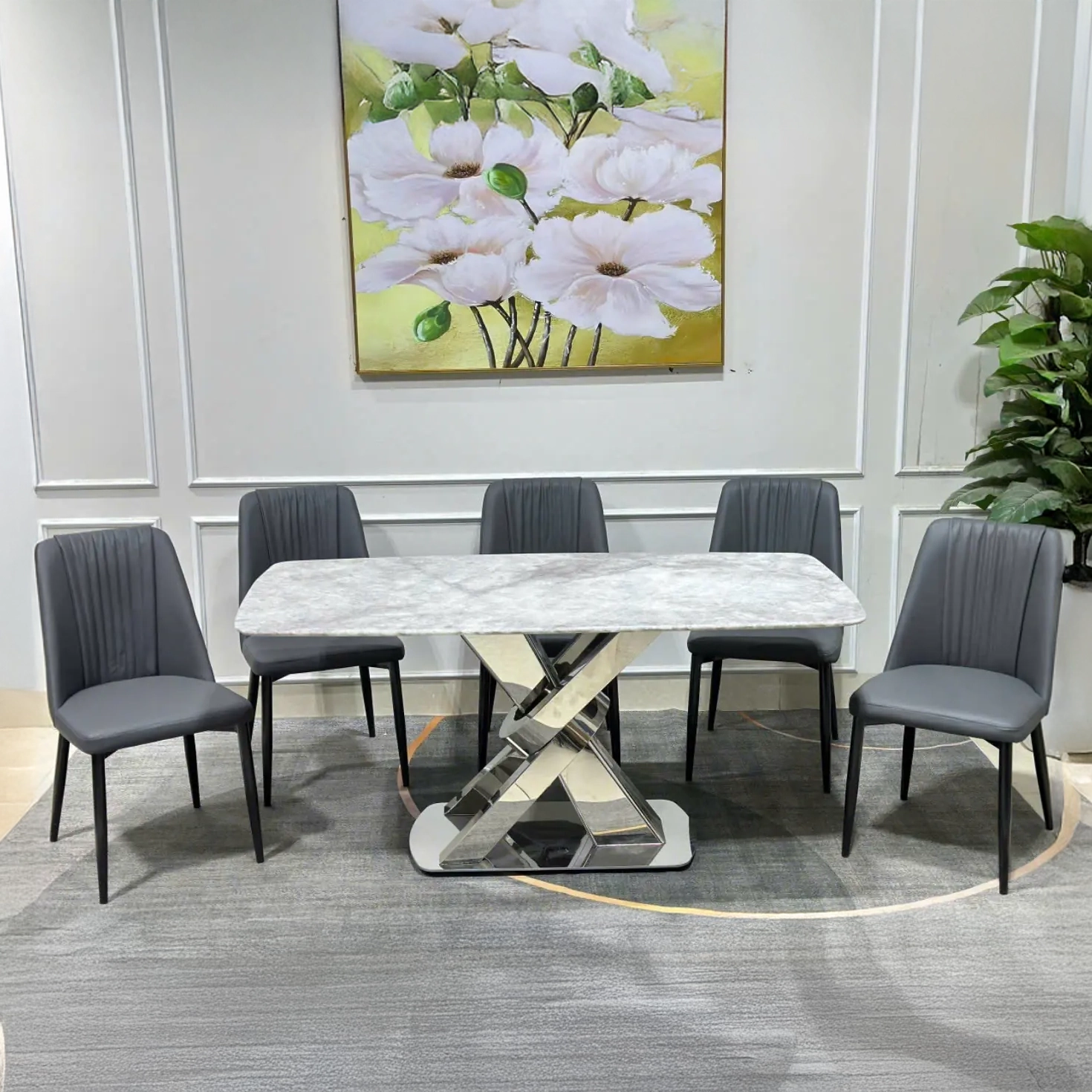 Bộ bàn ăn 6 ghế chân chữ X hiện đại - SP11073 3 Bộ bàn ăn 6 ghế chân chữ X hiện đại - SP11073 - Ảnh 3