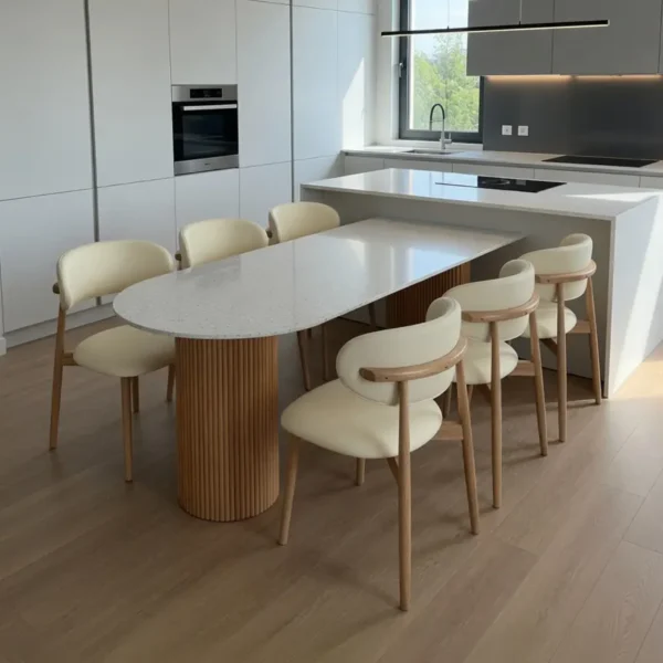 Bộ bàn ăn gỗ 4 ghế mặt đá cao cấp - SP11037