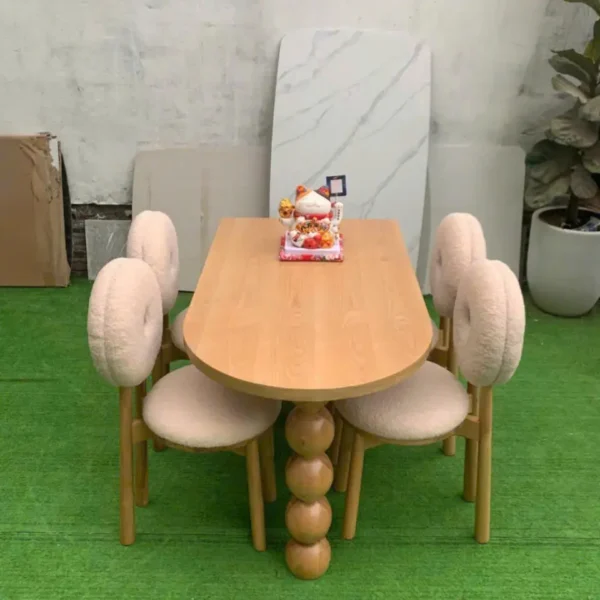 Bộ bàn ăn gỗ tần bì thiết kế độc đáo - SP11591