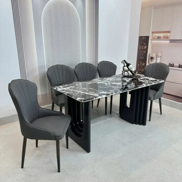 BỘ BÀN ĂN MẶT ĐÁ CHÂN CHỮ U HIỆN ĐẠI - SP11974