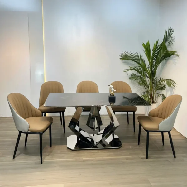 Bộ bàn ăn mặt đá kiểu chân kim cương sang trọng - SP11644