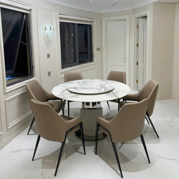 Bộ bàn ăn tròn xoay mặt đá cao cấp - SP11698