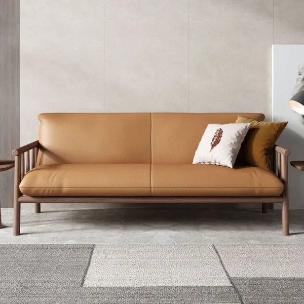 Ghế sofa da khung gỗ đệm da thanh lịch - SP11911