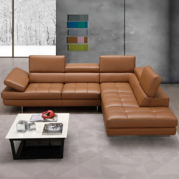 Ghế sofa góc có tựa gật gù bọc da hiện đại - SP12219