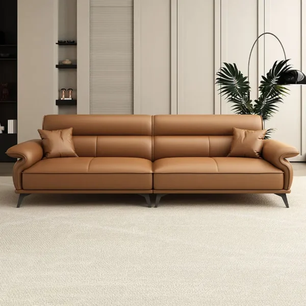 Ghế sofa văng bọc da nâu hiện đại - SP12197