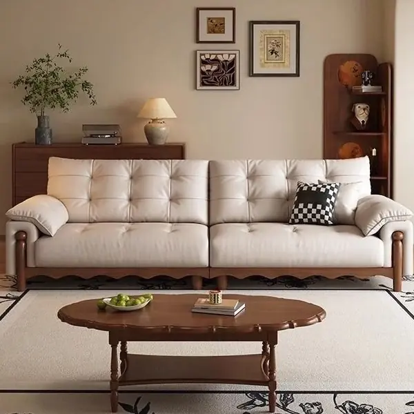 Ghế sofa văng bọc da phong cách cổ điển - SP11868