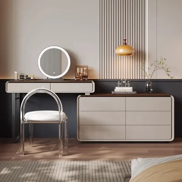 Bàn Trang Điểm Gỗ Tích Hợp Tủ Lưu Trữ Thanh Lịch - SP13289