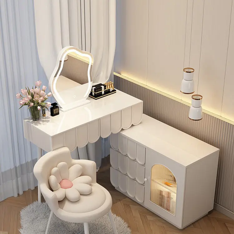 Bàn trang điểm tích hợp tủ gỗ kiểu Pháp hoạ tiết dễ thương - SP12991 5 ban trang diem tich hop tu go kieu phap hoa tiet de thuong sp12991 4