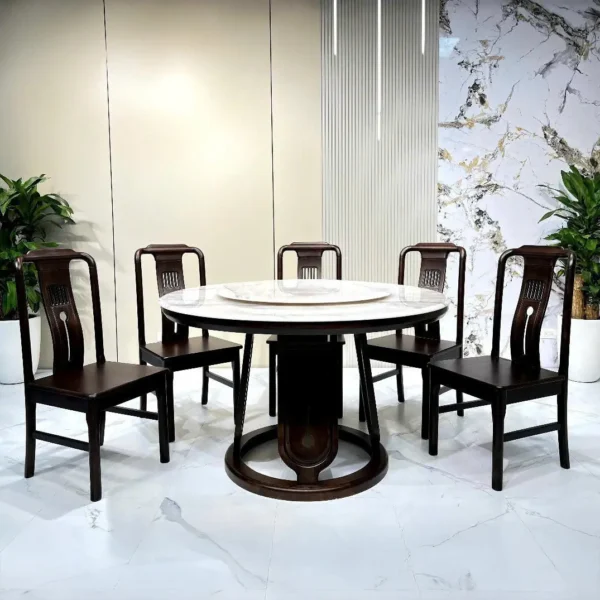 Trang chủ 447 Bộ Bàn Ăn Tròn Gỗ Gụ Nam Phi Mặt Đá Nhập Khẩu Cao Cấp - SP13711