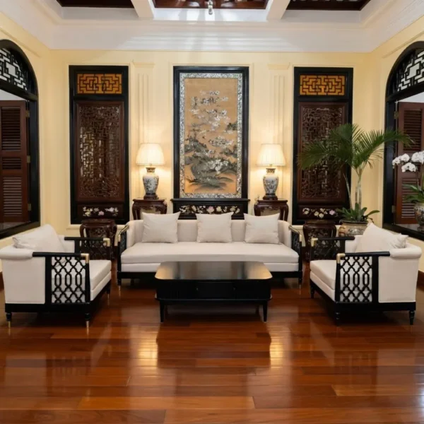 Ghe Sofa Go Dem Boc Vai Phong Cach Indochine Sp13157 5