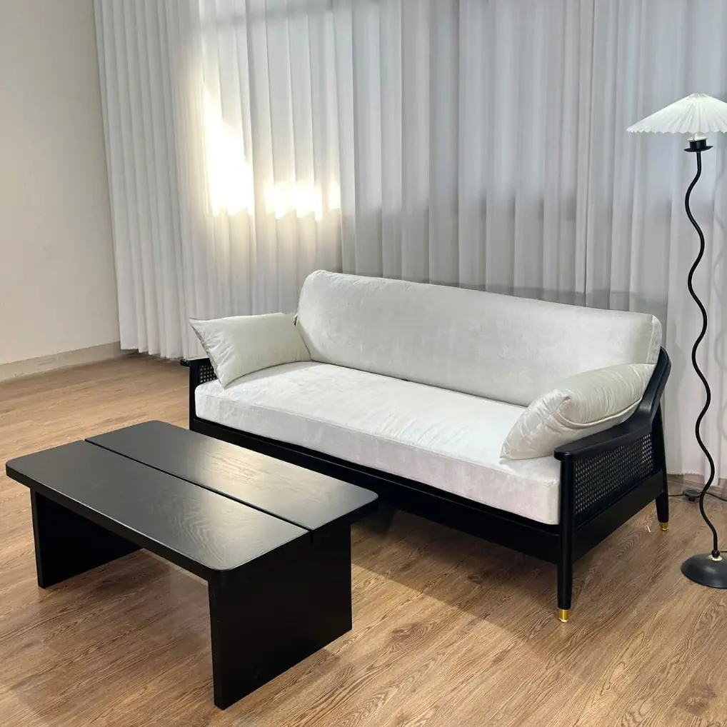 GHẾ SOFA KHUNG GỖ SƠN ĐEN BỌC VẢI CAO CẤP - SP13597 1 GHẾ SOFA KHUNG GỖ SƠN ĐEN BỌC VẢI CAO CẤP - SP13597