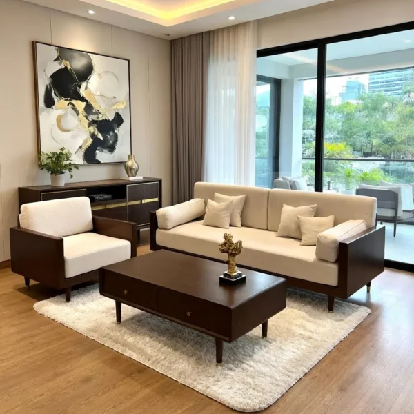 Ghế Sofa Văng Khung Gỗ Tần Bì Bọc Vải Sang Trọng - SP13614