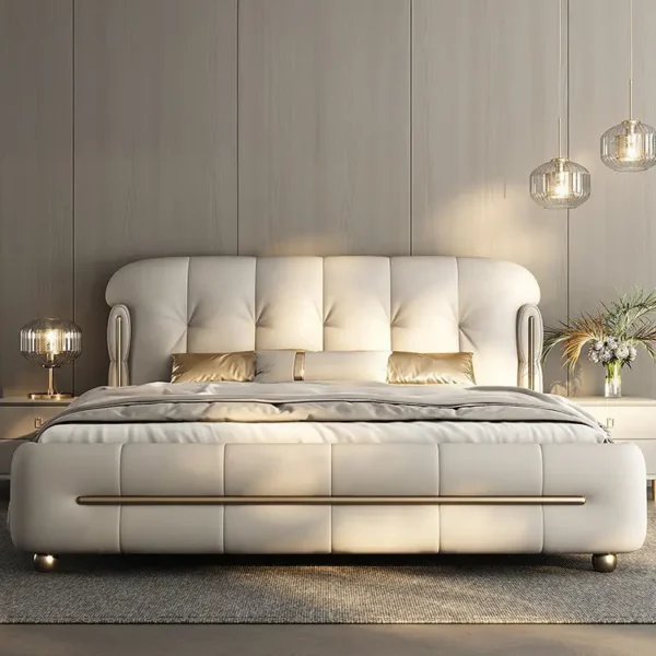 GIƯỜNG NGỦ BỌC DA CAO CẤP CHẦN MÚI BO CONG SANG TRỌNG - SP13577