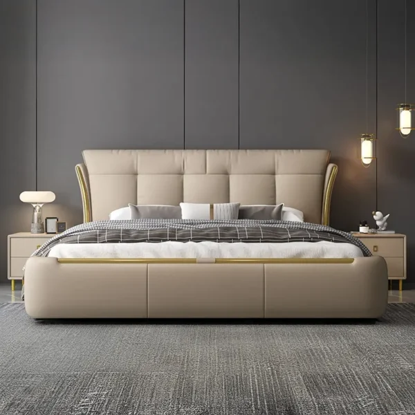 GIƯỜNG NGỦ BỌC DA CAO CẤP DÁNG CÁNH QUẠT HIỆN ĐẠI - SP13563