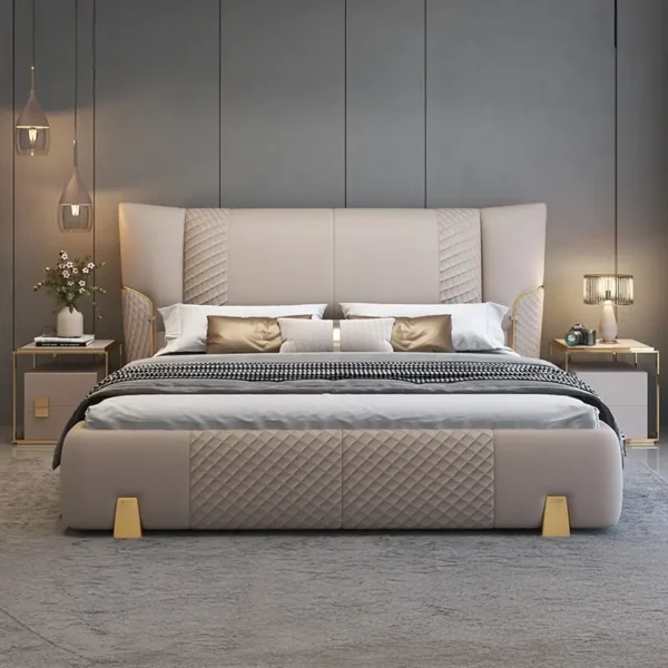 Giường Ngủ Bọc Da Cao Cấp Kiểu Cánh Quạt Sang Trọng - SP12683