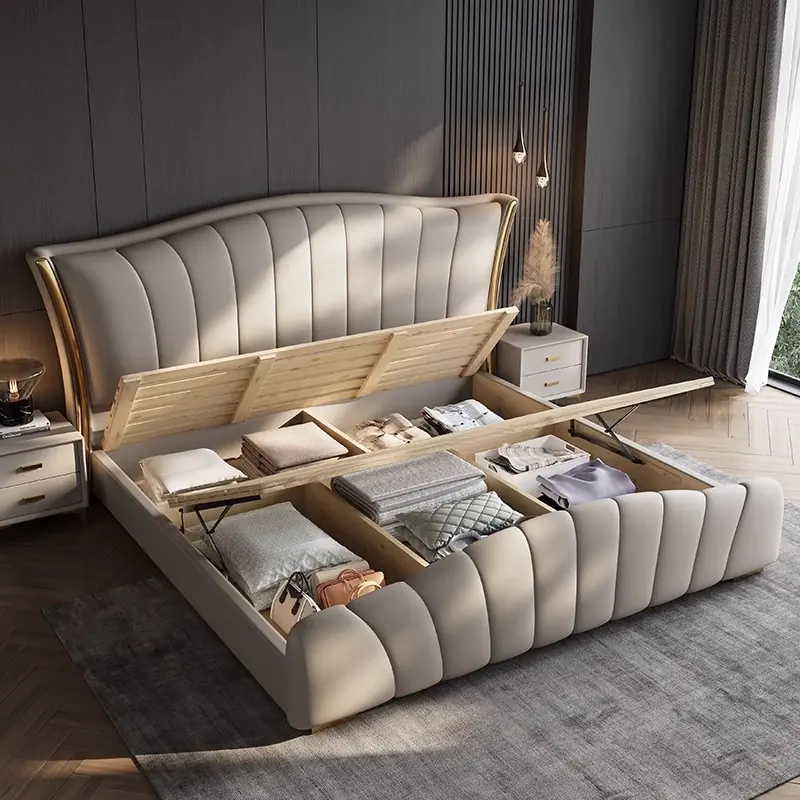 Giường Ngủ Bọc Da Có Hộc Nâng Bo Cong Hiện Đại - SP12570 10 giuong ngu boc da co hoc nang bo cong hien dai sp12570 6