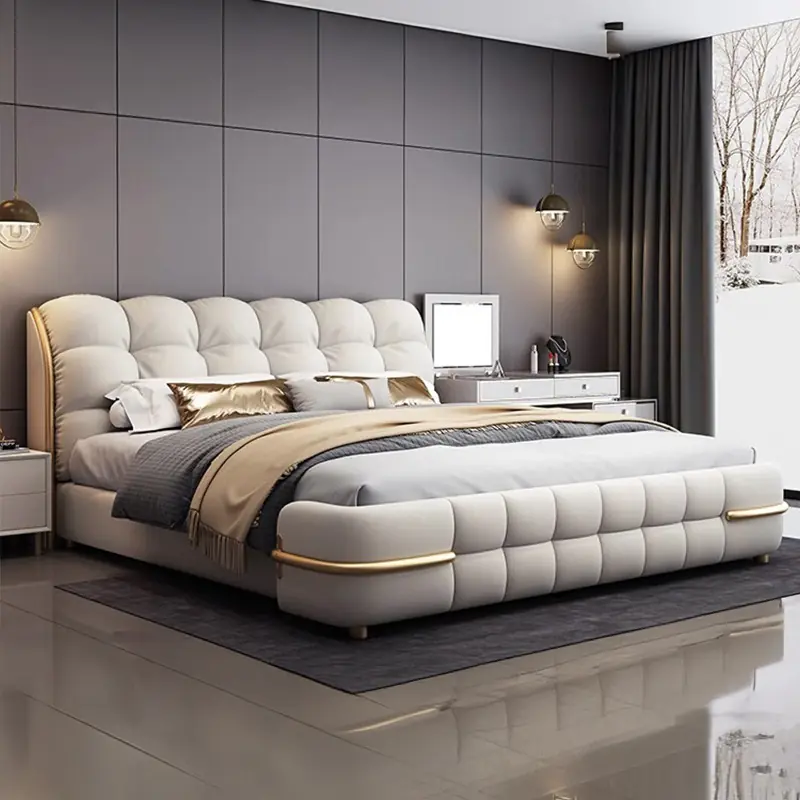 Giường Ngủ Bọc Da Đầu Phối Viền Vàng Sang Trọng - SP12579 12 giuong ngu boc da dau phoi vien vang sang trong sp12579 7