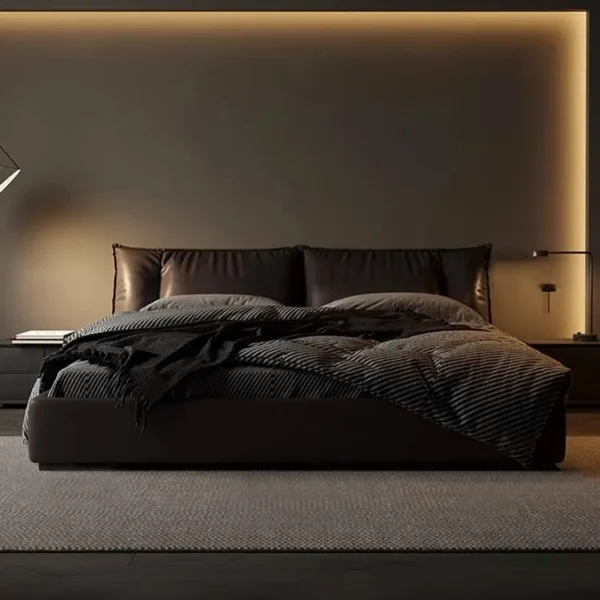 Giường Ngủ Bọc Da Đen Cao Cấp Hiện Đại - SP12665