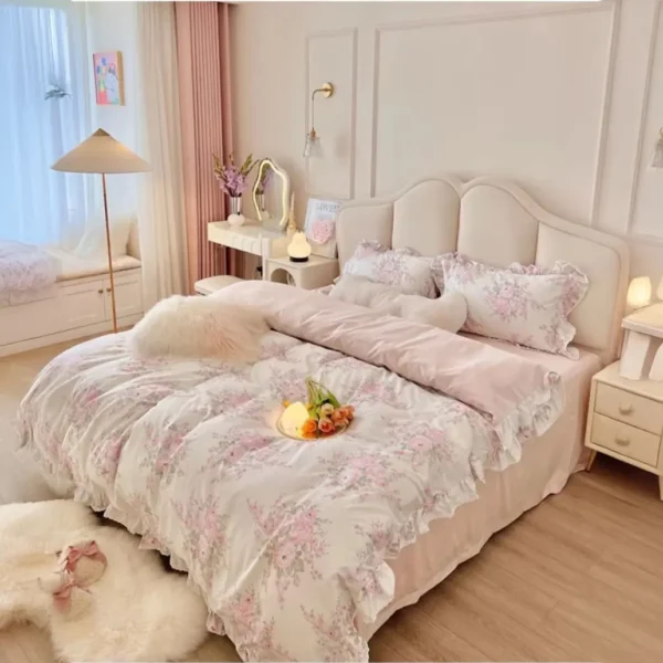 Giường Ngủ Bọc Da Viền Đen Thiết Kế Uốn Lượn Tân Cổ Điển - SP12635 6 giuong ngu boc da vien den thiet ke uon luon tan co dien sp12635 2