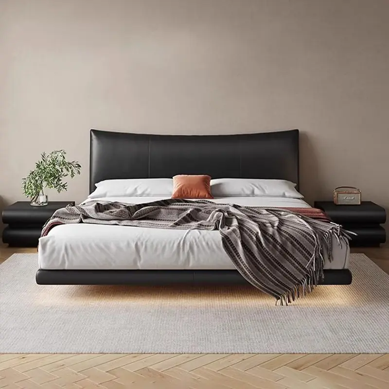 Giường Ngủ Da Thấp Sàn Khung Sắt Thiết Kế Hiện Đại - SP12888 1 Giường Ngủ Da Thấp Sàn Khung Sắt Thiết Kế Hiện Đại - SP12888